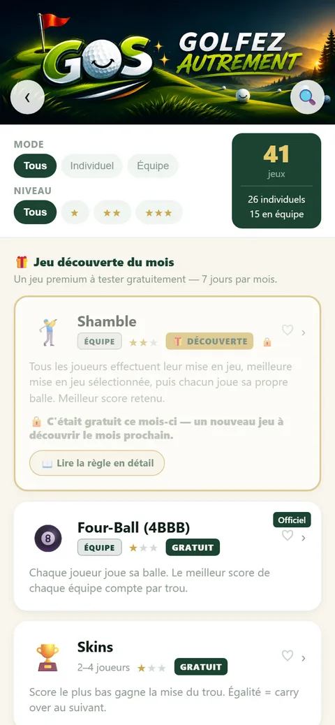 Le choix des formules de jeu